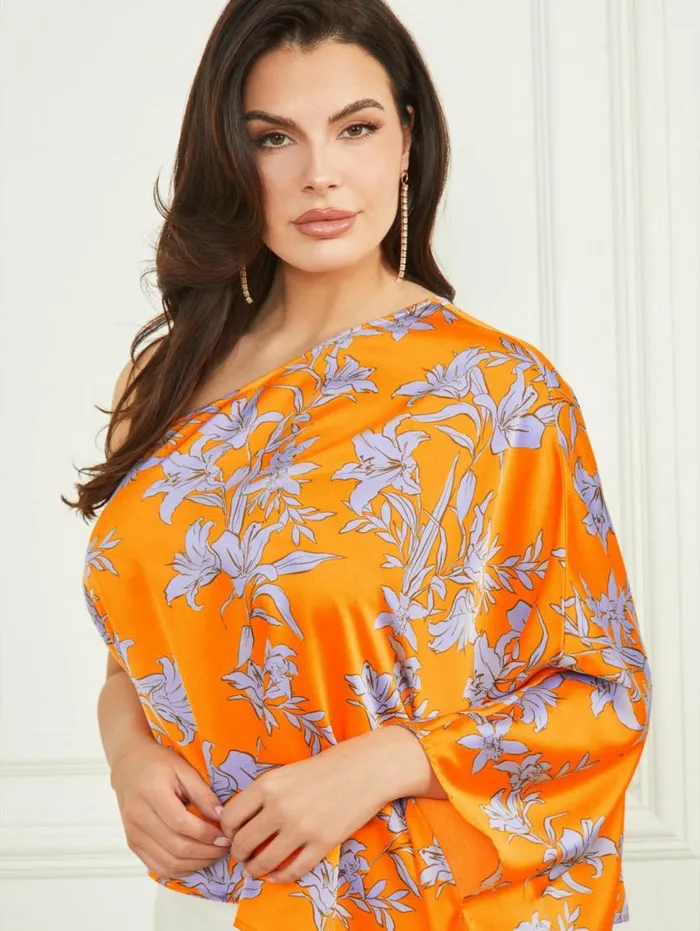 Women Marley OneShoulder Top Sunburst Orange Marciano Tops And Sweaters Women Marley OneShoulder Top Sunburst Orange Marciano Tops And Sweaters