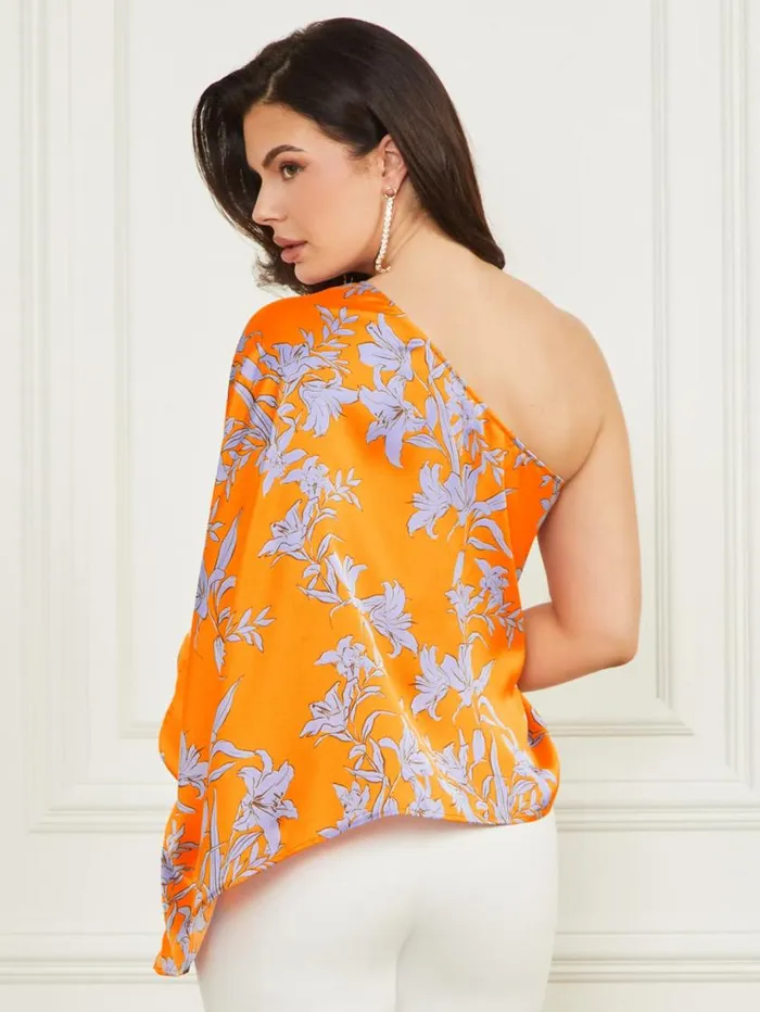 Women Marley OneShoulder Top Sunburst Orange Marciano Tops And Sweaters Women Marley OneShoulder Top Sunburst Orange Marciano Tops And Sweaters