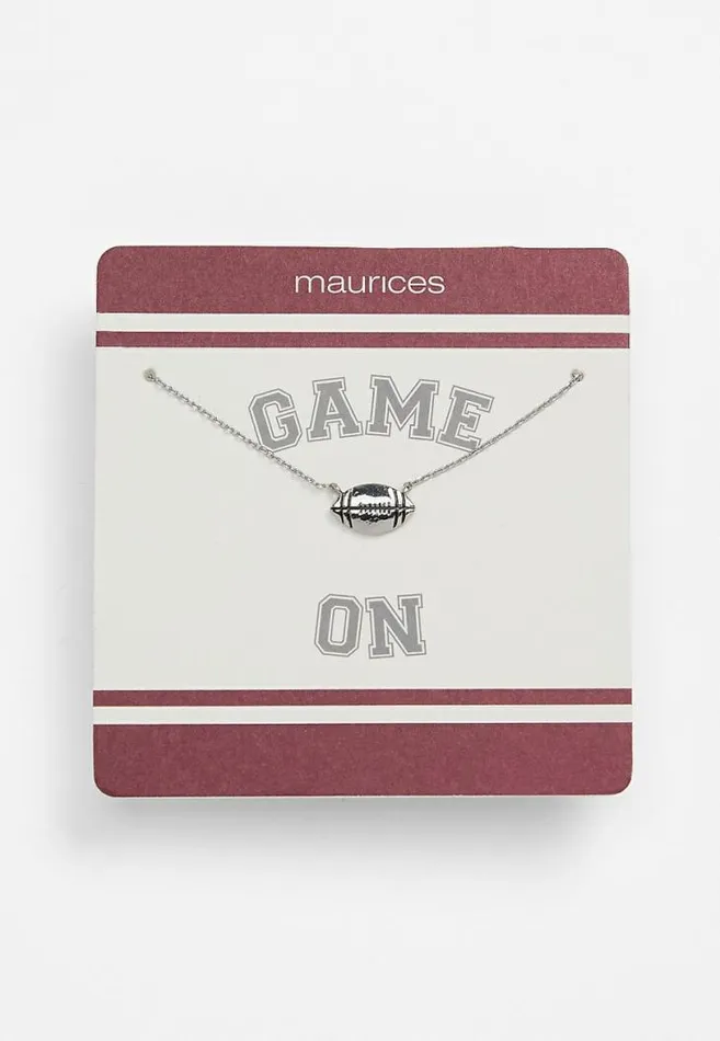 Women Maroon And White Carded Football Necklace Maurices Jewelry