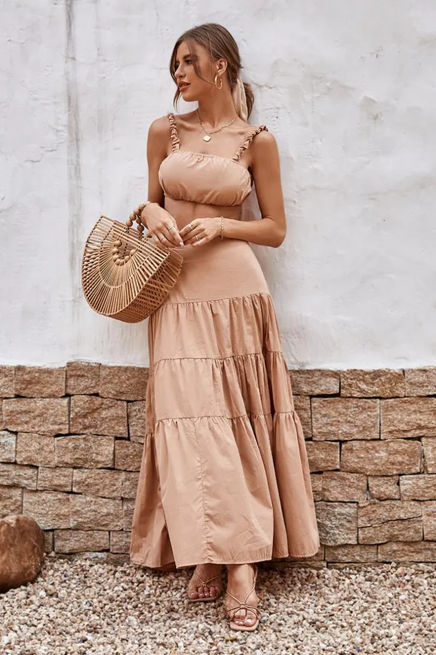 Women Maxi Dresses Cupshe Alma Beach Backless High Waist Fitted Matching Set Pink