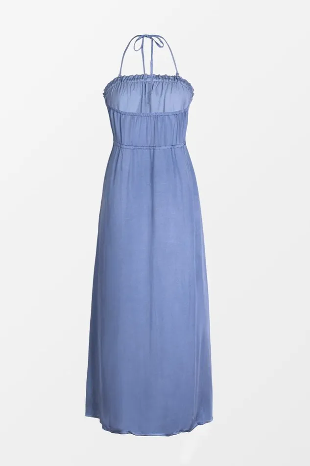 Women Maxi Dresses Cupshe Avalynn Drawstring Waist Halter Maxi Dress Blue
