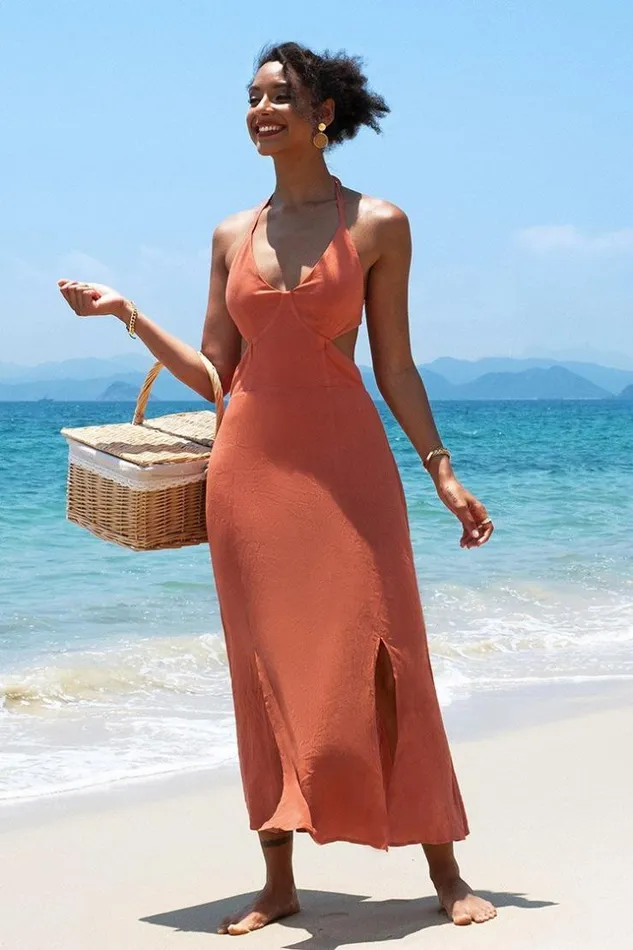 Women Maxi Dresses Cupshe Blair Halter Cutout Dress Red