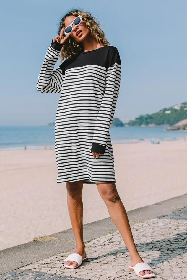 Women Maxi Dresses Cupshe Katharine Stripe Roundneck Tunic Dress Multicolor