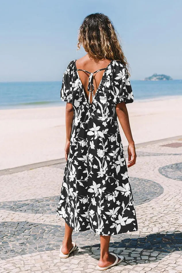 Women Maxi Dresses Cupshe Nikki Bubble Sleeve AShape Dress Multicolor