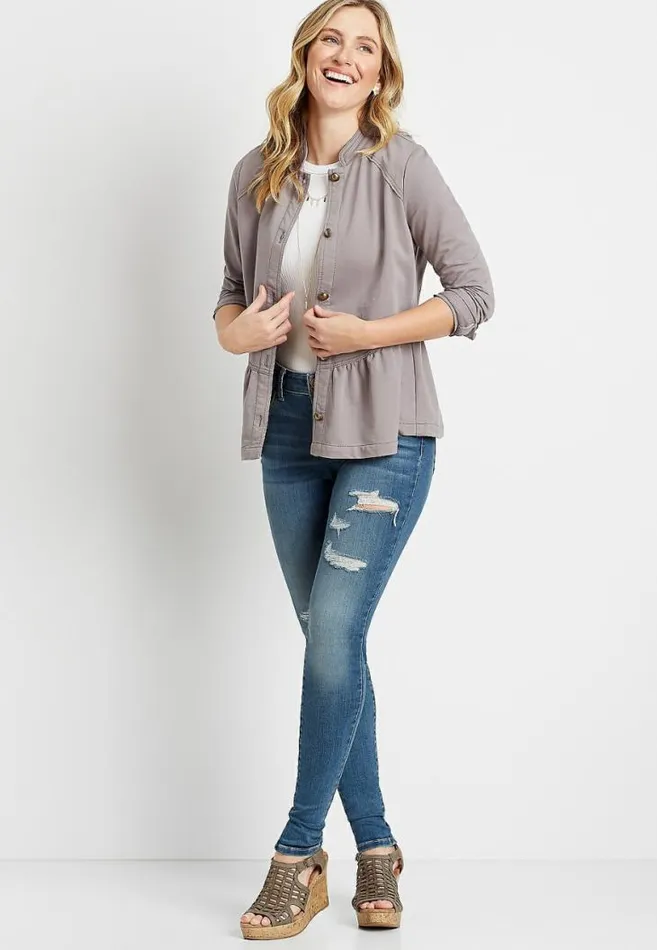 Women Medium Destructed Cuffed Jegging Made With RepreveandReg Maurices Jeans