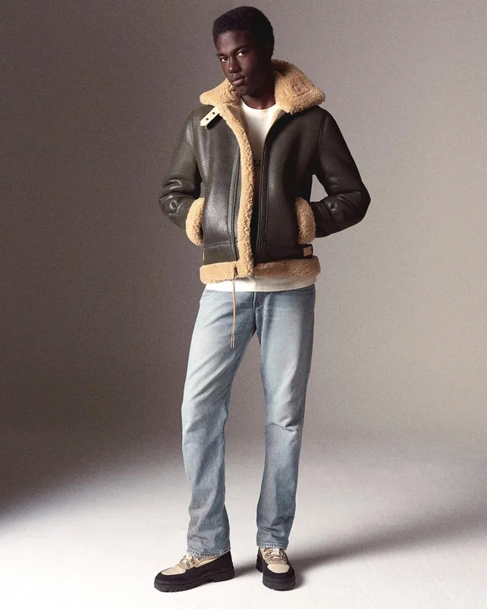 WomenMen Filling Pieces Coats and Jackets Studio Shearling Jacket Schott Green