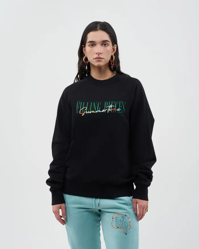 WomenMen Filling Pieces Hoodies and Sweatshirts Crewneck Summertime Black