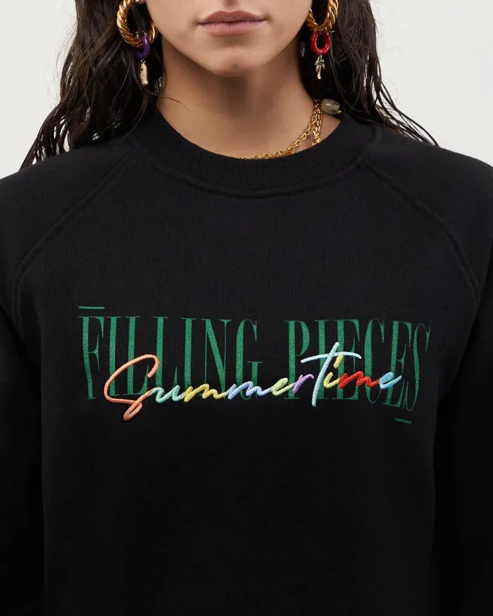 WomenMen Filling Pieces Hoodies and Sweatshirts Crewneck Summertime Black
