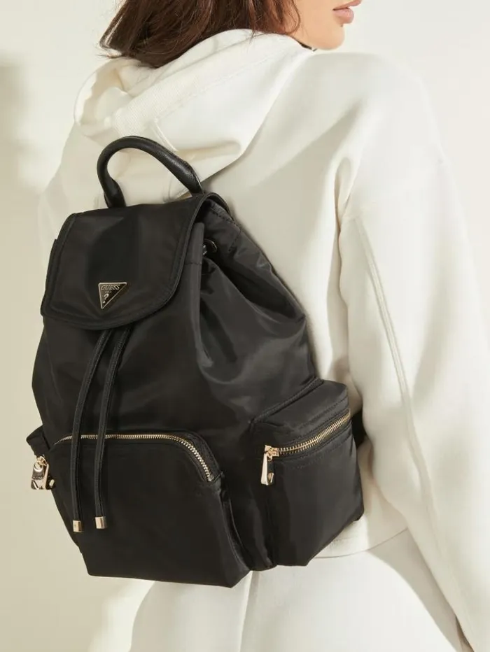 WomenMen GUESS Handbags Eco Gemma Backpack Black Floral Print