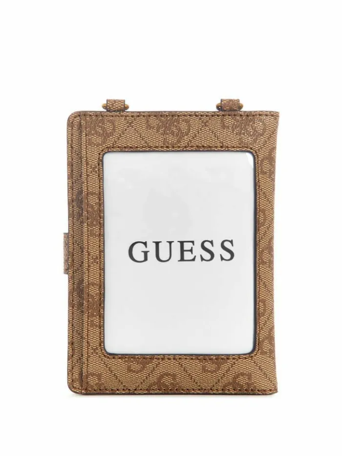 WomenMen GUESS Handbags Laurel Chain Passport Case Latte Logo