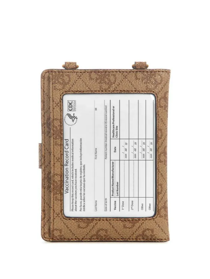 WomenMen GUESS Handbags Laurel Chain Passport Case Latte Logo
