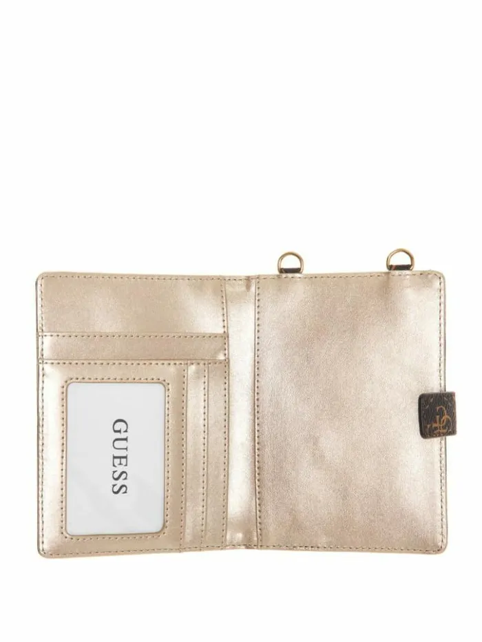 WomenMen GUESS Handbags Laurel Chain Passport Case Latte Logo