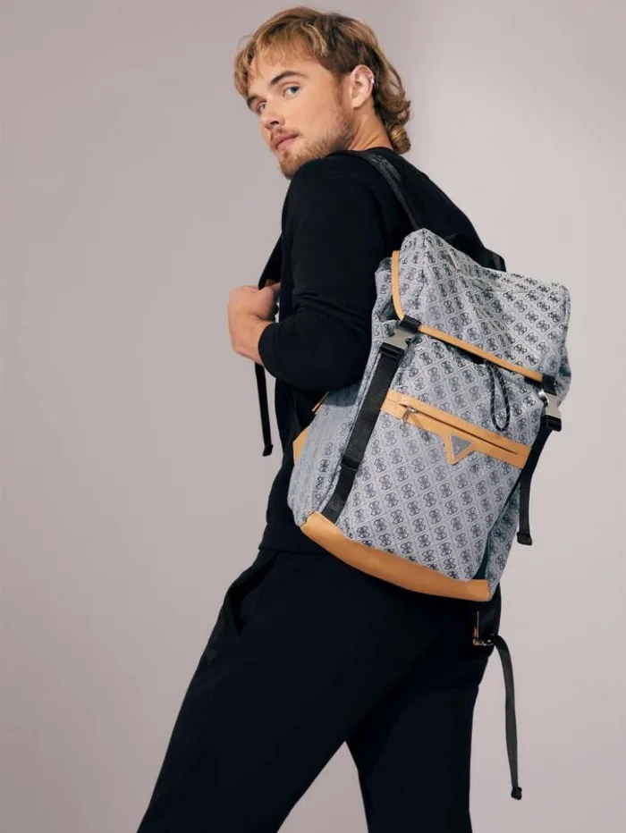 WomenMen GUESS Luggage and Travel Bags Vezzola Jacquard Backpack Blue