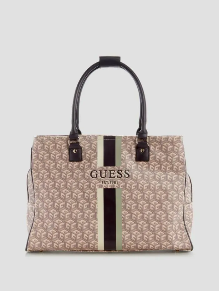 WomenMen GUESS Luggage and Travel Bags Wilder G Cube Shopper Tote Espresso Logo WomenMen GUESS Luggage and Travel Bags Wilder G Cube Shopper Tote Espresso Logo