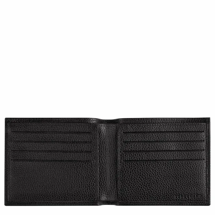 WomenMen Le Foulonn Wallet Black Longchamp Leather Wallets