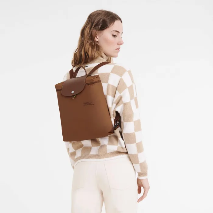 WomenMen Le Pliage Green M Backpack Cognac Longchamp Backpacks