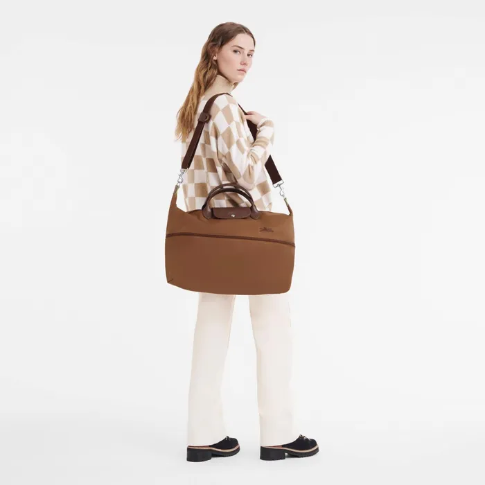 WomenMen Le Pliage Green Travel Bag Expandable Cognac Longchamp Travel Bags
