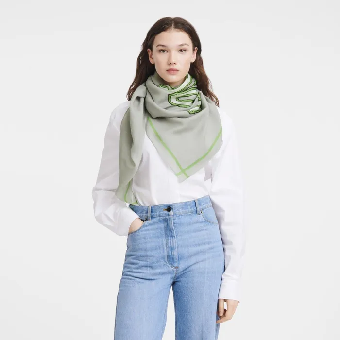 WomenMen Le Pliage University Scarf Grey Longchamp Stoles