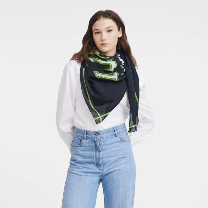 WomenMen Le Pliage University Scarf Navy Longchamp Stoles