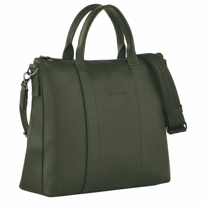WomenMen Longchamp 3D Briefcase Khaki Longchamp Briefcase