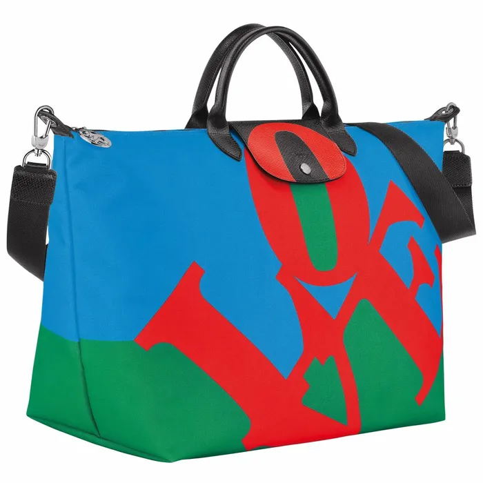 WomenMen Longchamp X Robert Indiana Travel Bag Red Longchamp Travel Bags