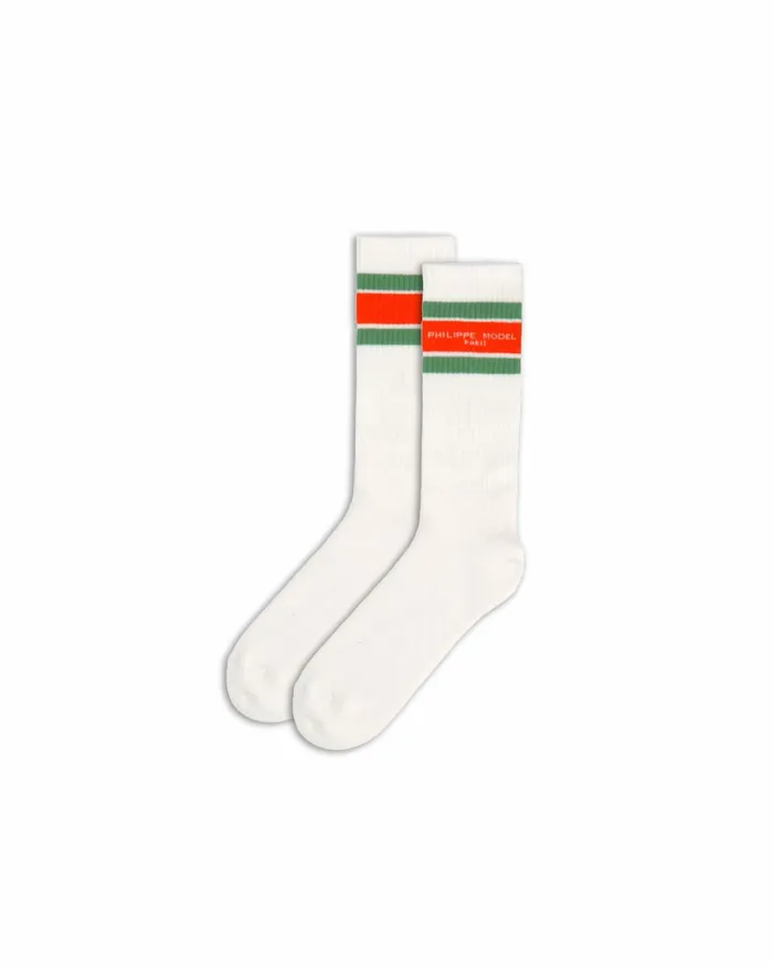 WomenMen Socks 8211 WhiteGreen Paris Philippe Model Paris Socks
