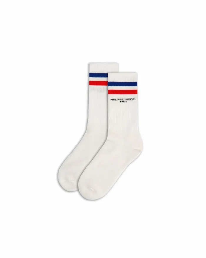 WomenMen White Socks Unisex Paris Philippe Model Paris Socks
