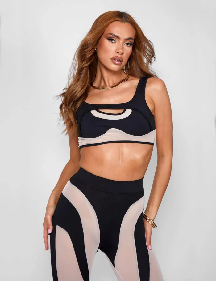 Women Mesh Insert Top Black Black Public Desire Tops