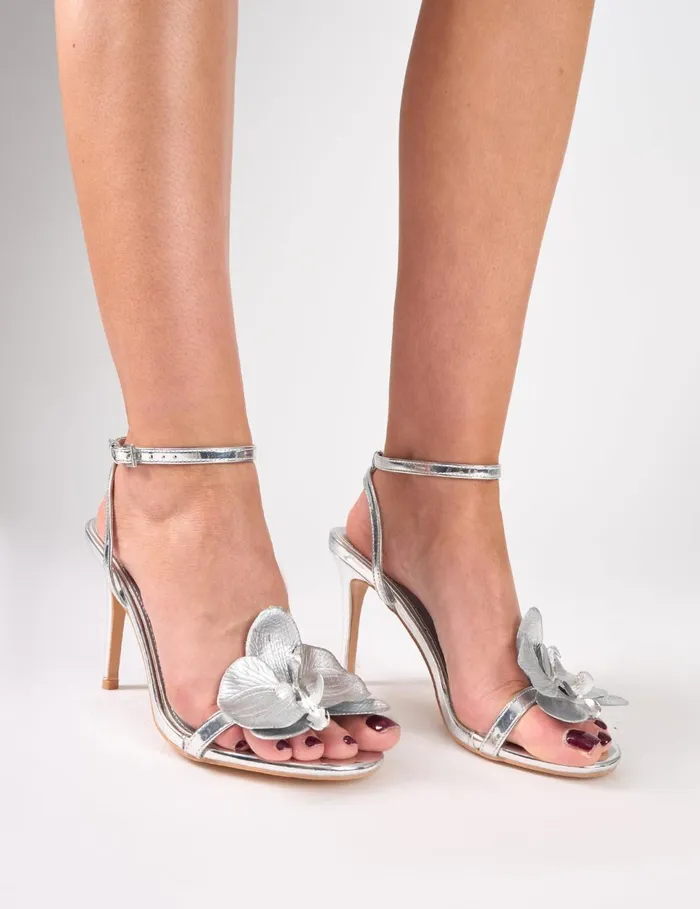 Women Mica Silver Chrome Orchis Barely There Heels Silver Public Desire Stilettos Women Mica Silver Chrome Orchis Barely There Heels Silver Public Desire Stilettos
