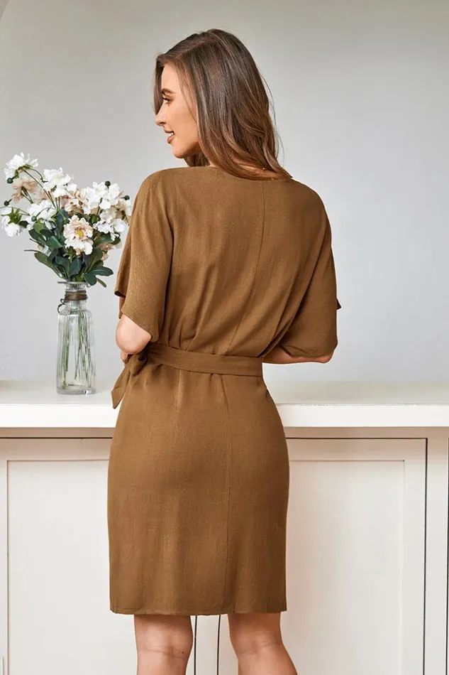 Women Midi Dresses Cupshe Ellison Vneck Wrap Dolman Sleeve Dress Multicolor