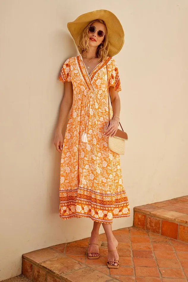 Women Midi Dresses Cupshe Honopu Vneck Bell Sleeve Tassel AShape Dress Multicolor Women Midi Dresses Cupshe Honopu Vneck Bell Sleeve Tassel AShape Dress Multicolor
