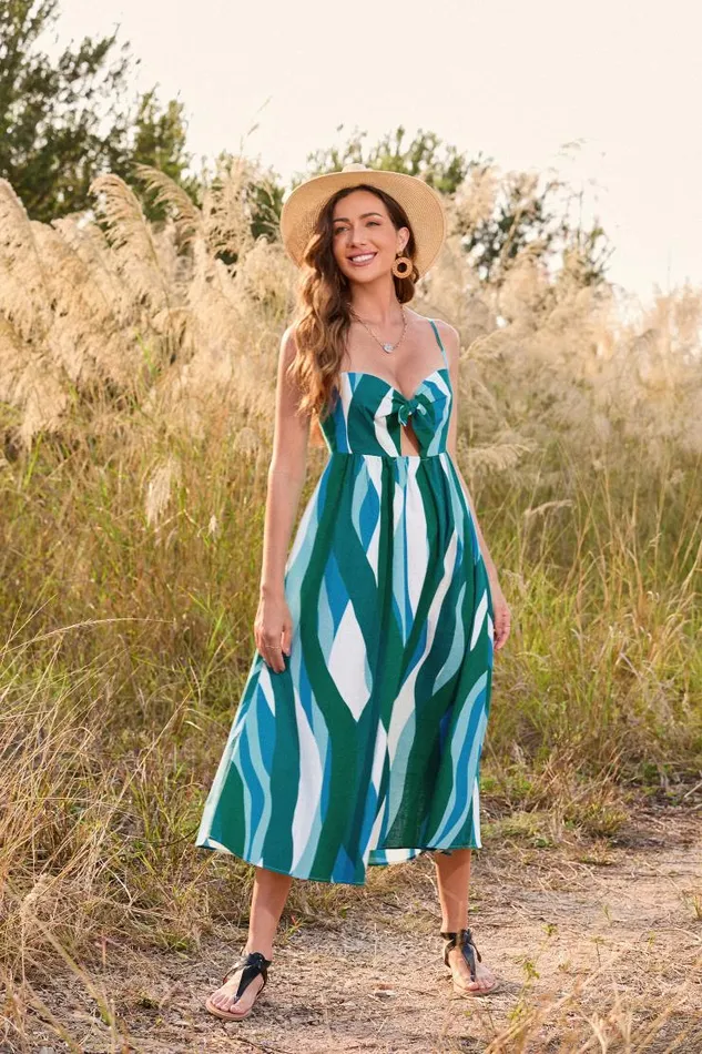 Women Midi Dresses Cupshe Onyx Bunny Tie Slip Dress Green