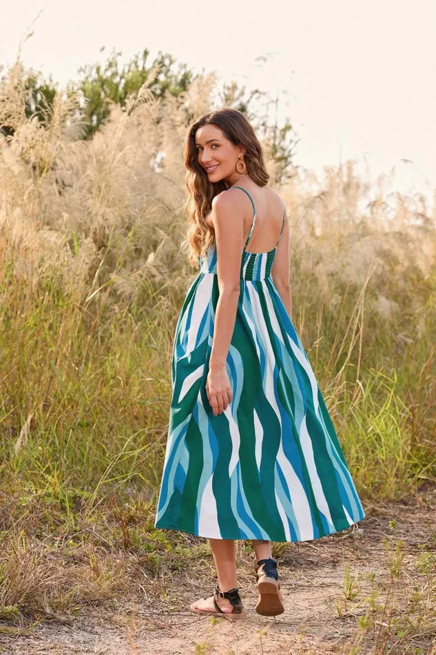 Women Midi Dresses Cupshe Onyx Bunny Tie Slip Dress Green