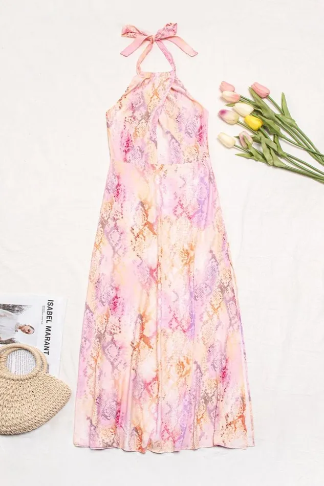 Women Midi Dresses Cupshe Viper Room Halter Maxi Dress Multicolor