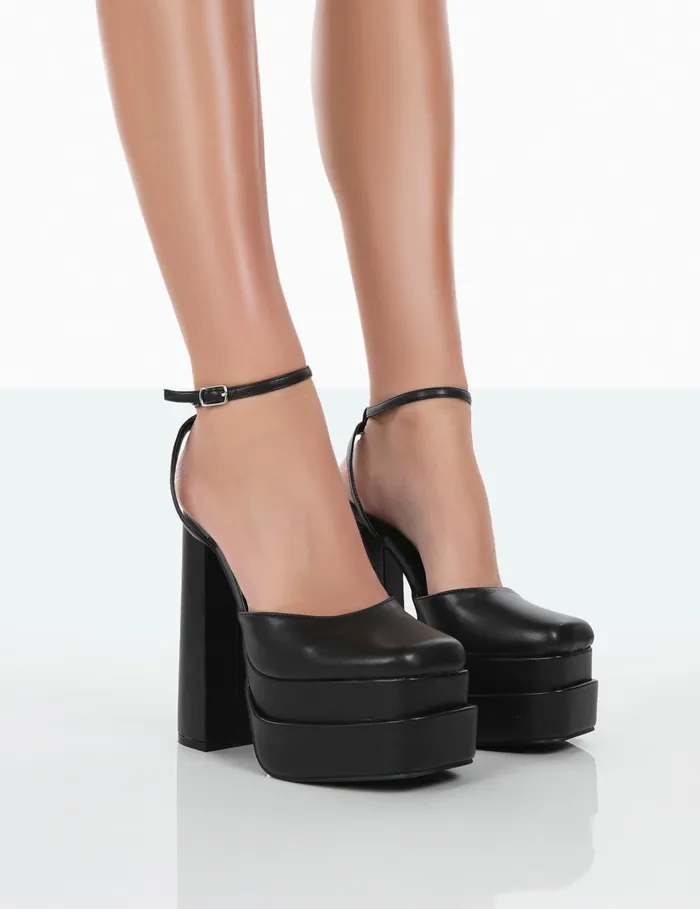 Women Moonchild Black Pu Closed Toe Statement Platform Block Heels Black Public Desire Prom Women Moonchild Black Pu Closed Toe Statement Platform Block Heels Black Public Desire Prom
