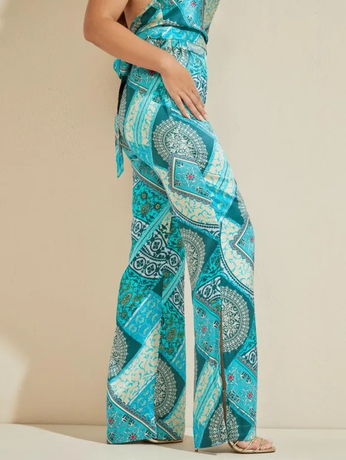 Women Mykonos Silk Pant Mykanos Blue Combo Marciano Bottoms Women Mykonos Silk Pant Mykanos Blue Combo Marciano Bottoms