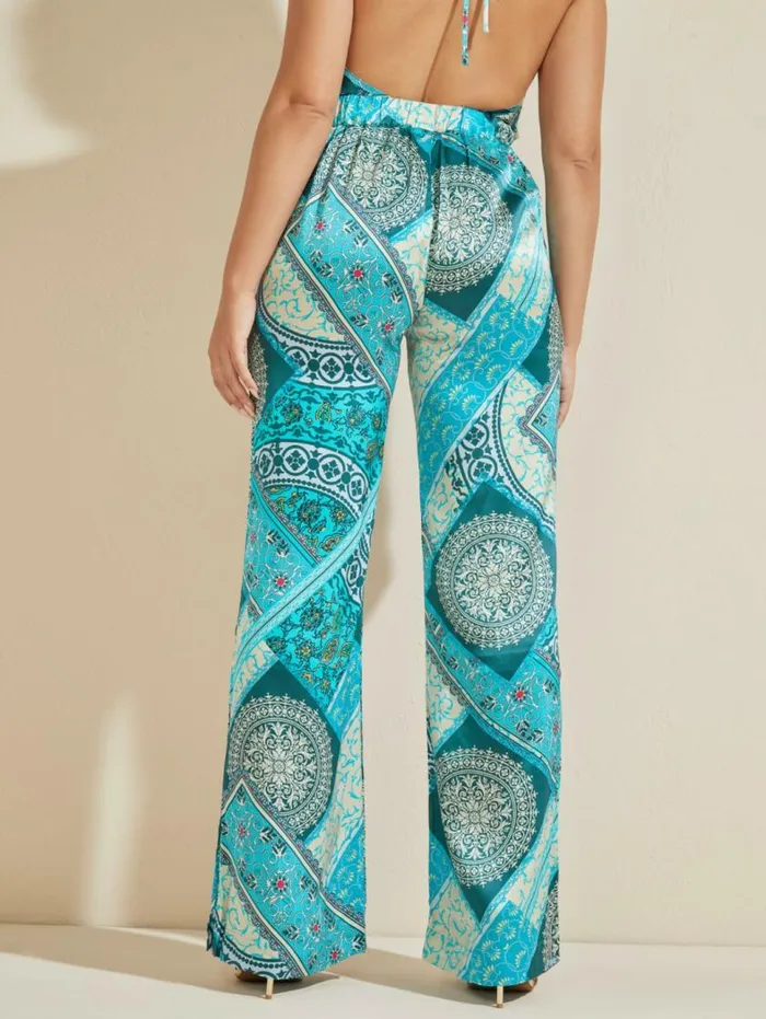 Women Mykonos Silk Pant Mykanos Blue Combo Marciano Bottoms Women Mykonos Silk Pant Mykanos Blue Combo Marciano Bottoms