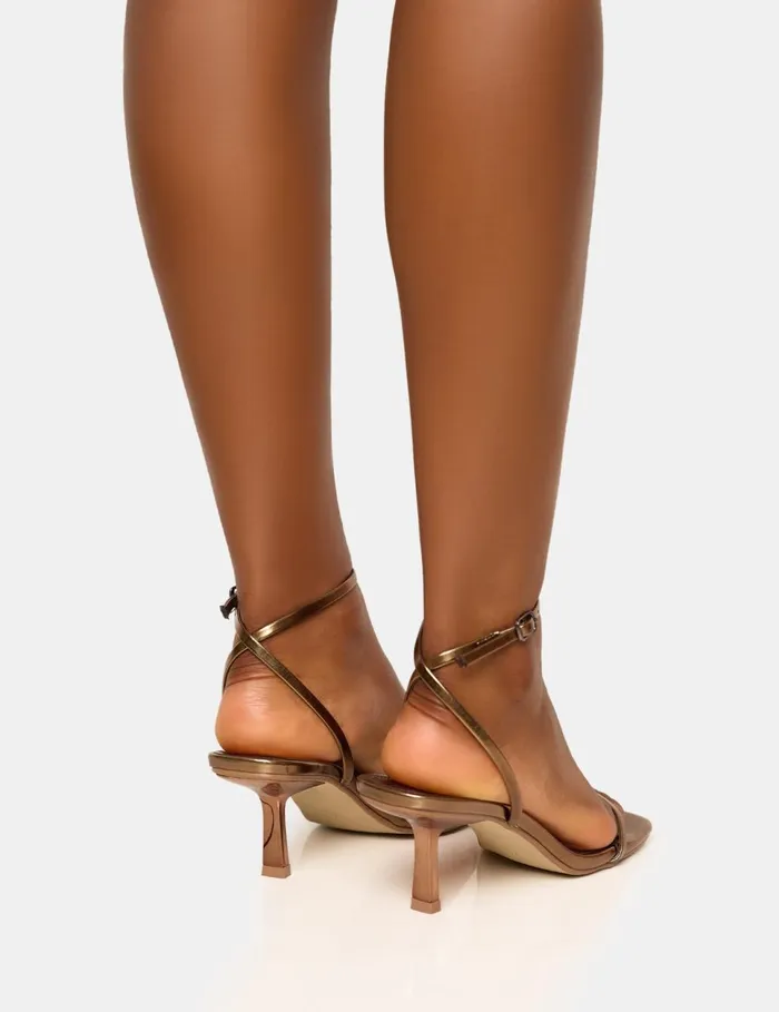 Women Natalya Bronze Barely There Square Toe Mid Heels Bronze Public Desire Mid Heels