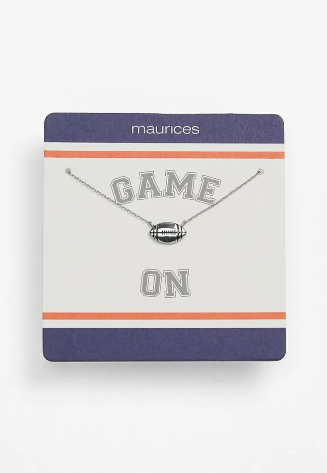 Women Navy And Orange Carded Football Necklace Maurices Jewelry