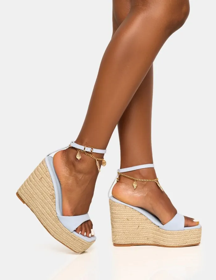 Women Naya Blue Anklet Jute Wedge Blue Public Desire Wedges