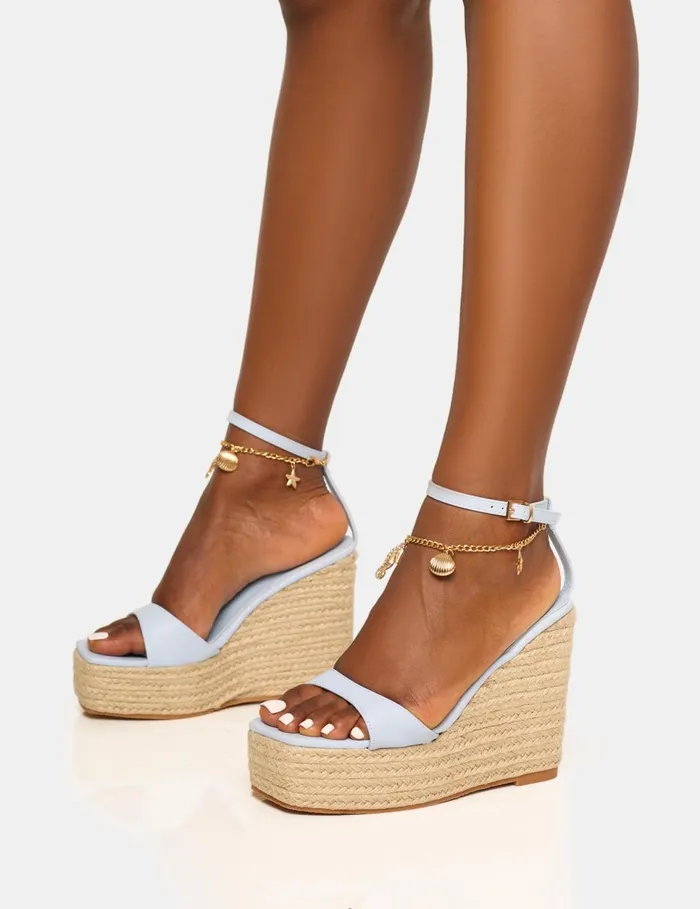 Women Naya Blue Anklet Jute Wedge Blue Public Desire Wedges
