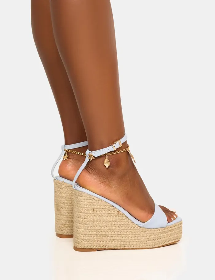 Women Naya Blue Anklet Jute Wedge Blue Public Desire Wedges