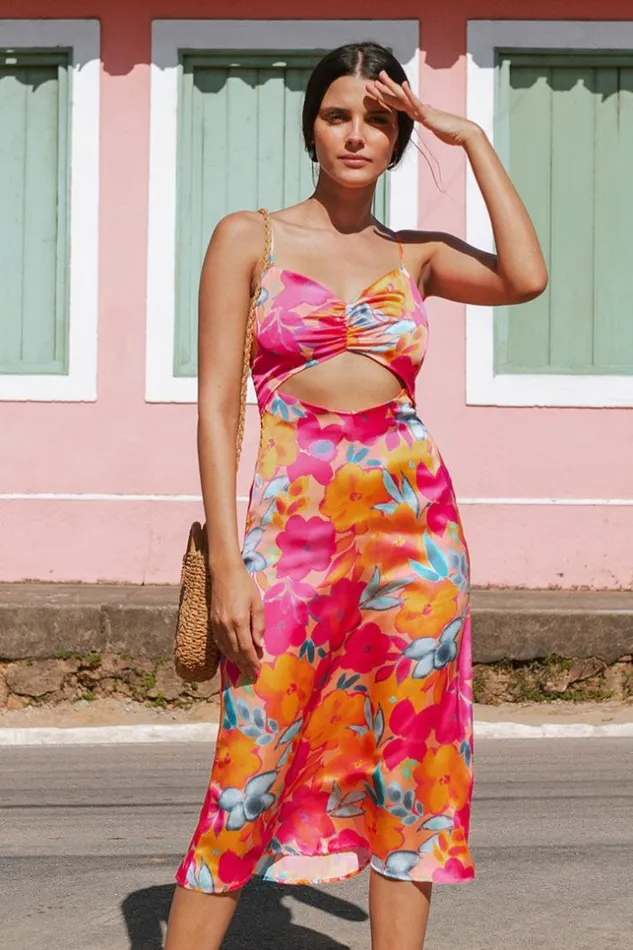 Women New In Dresses Cupshe Abril Ruching Thin Straps Dress Multicolor