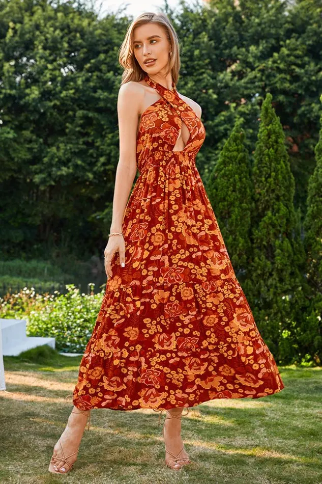 Women New In Dresses Cupshe Allegra Backless Tie Elastic Waist AShape Dress Multicolor