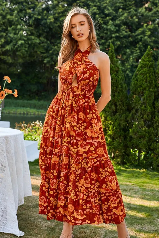 Women New In Dresses Cupshe Allegra Backless Tie Elastic Waist AShape Dress Multicolor