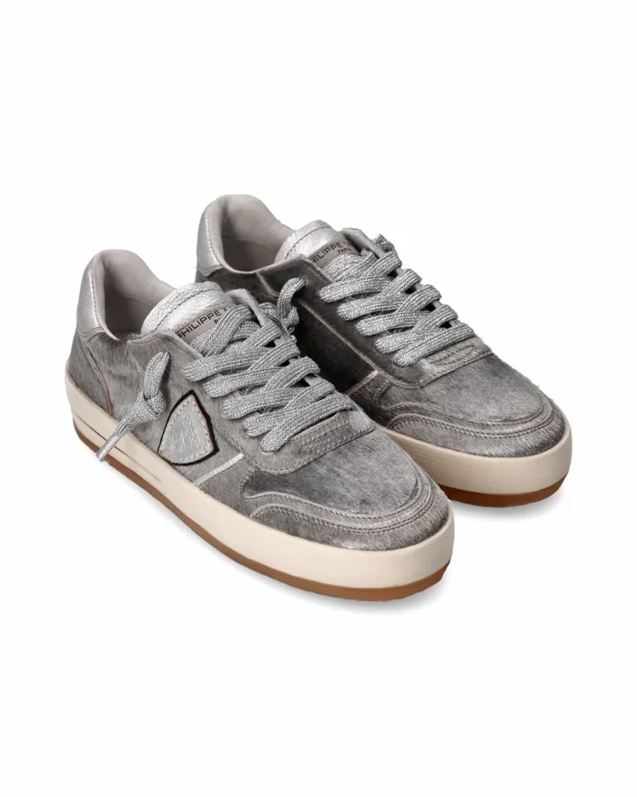 Women Nice Sneakers Silver Shoes Philippe Model Paris Casual