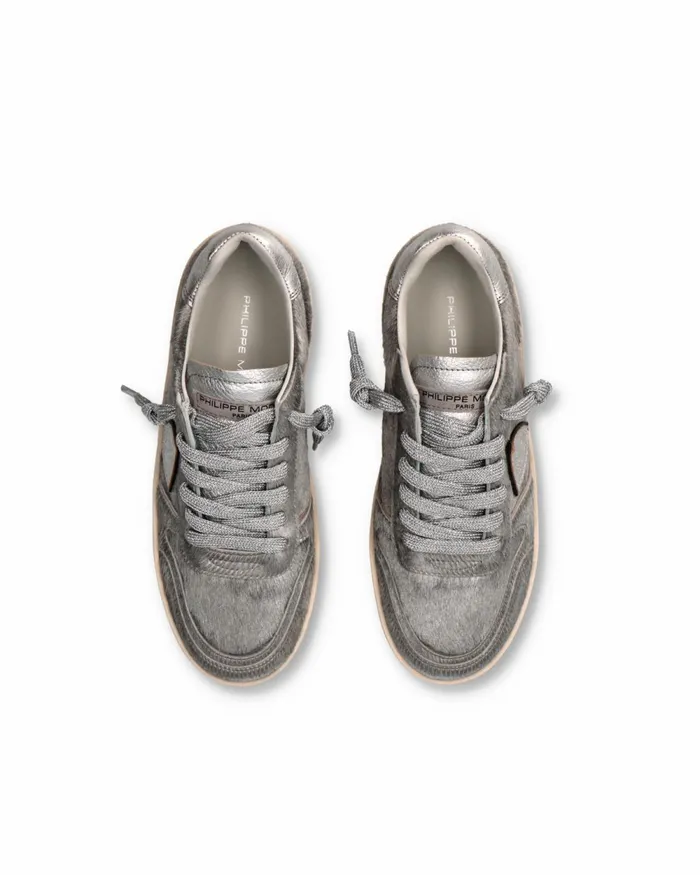 Women Nice Sneakers Silver Shoes Philippe Model Paris Casual