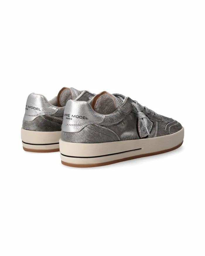 Women Nice Sneakers Silver Shoes Philippe Model Paris Casual