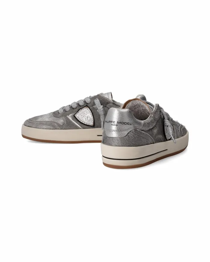 Women Nice Sneakers Silver Shoes Philippe Model Paris Casual