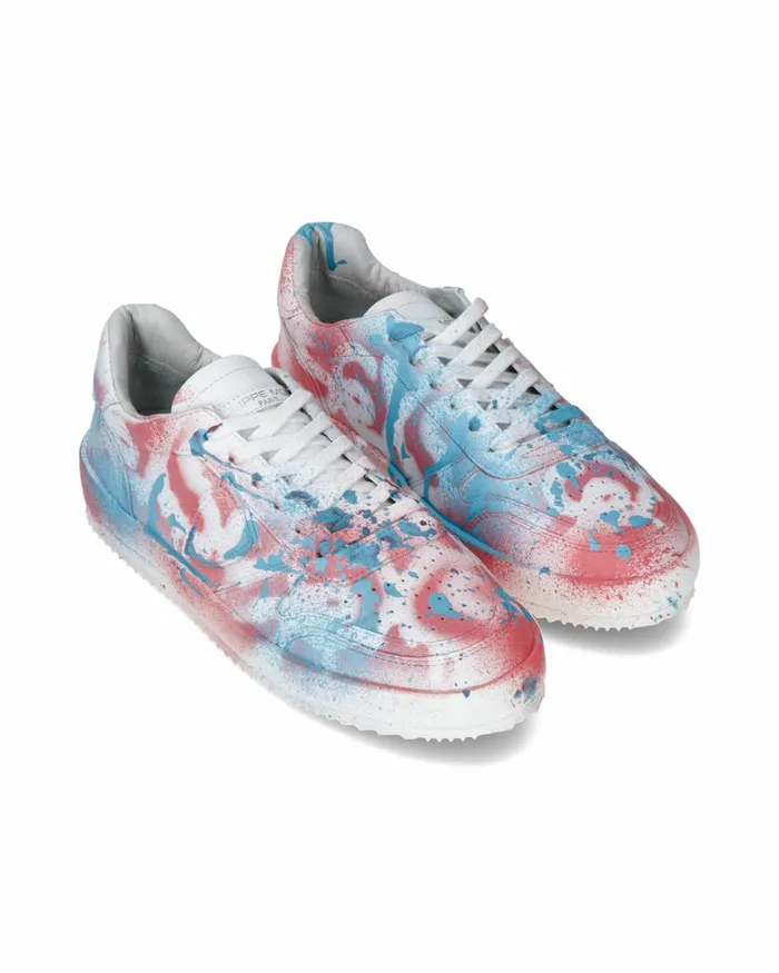 Women Nice Sneakers White Azure Pink Shoes Philippe Model Paris Street